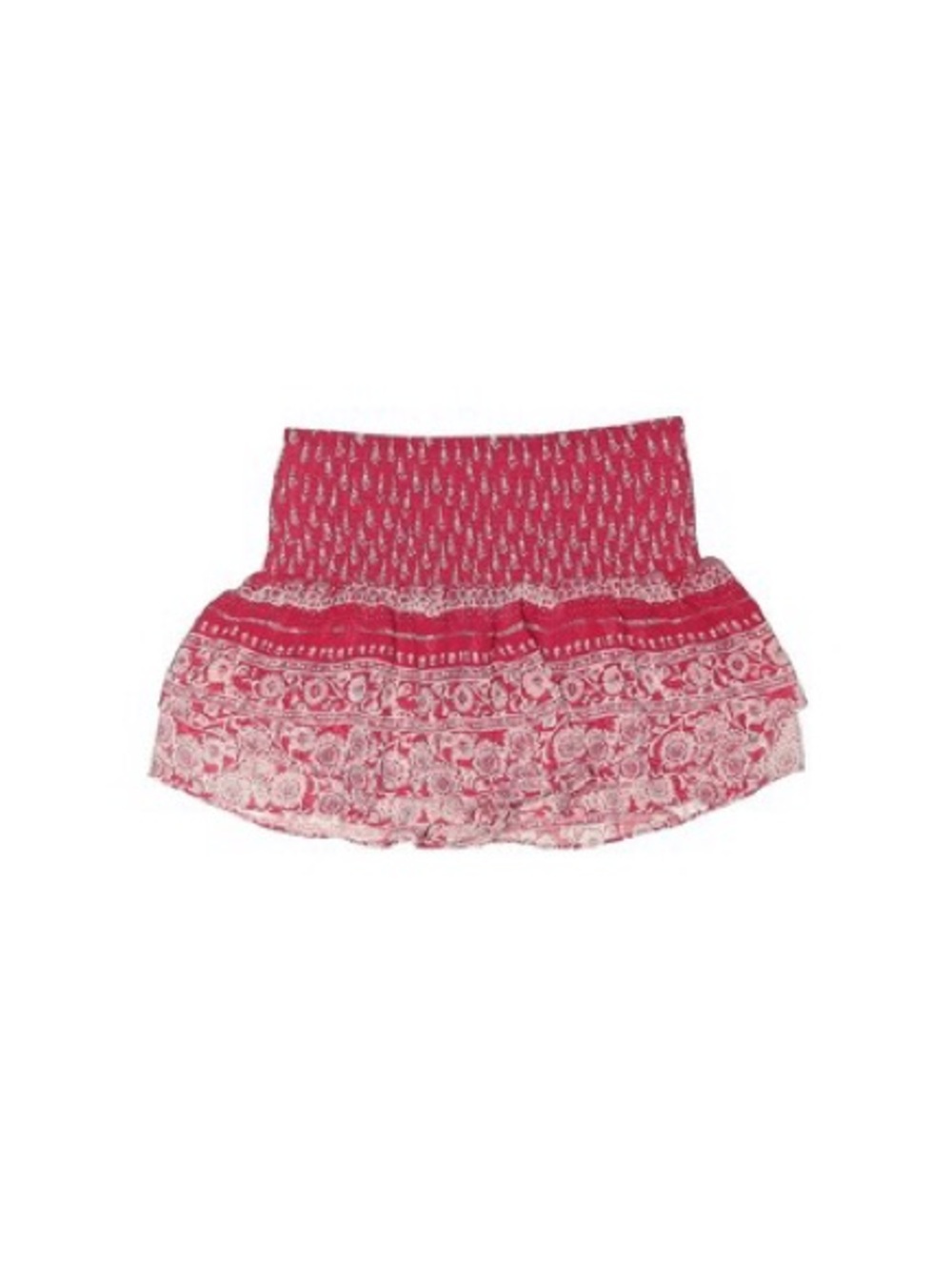 Express Red Printed Smocked Mini Skirt with shorts